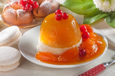Персиковая панна котта с овсянкой и фруктовым желе, фото, рецепт