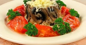 Грибы, тушеные с рисом и сыром, фото, рецепт