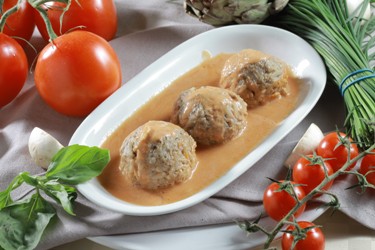 Тефтели с грибами, запеченные в духовке в томатно-сметанном соусе, фото, рецепт
