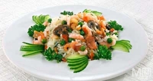 Рис с ветчиной и креветками, фото, рецепт