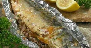 Скумбрия, фаршированная гречневой кашей, фото, рецепт
