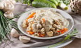 Ризотто с грибами и курицей в сметанном соусе