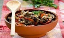 Гречневая каша с куриными сердечками, грибами и овощами